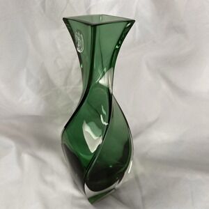 VTG 1997 Royal Gallery 24% Lead Crystal Vase Emerald Green 8"